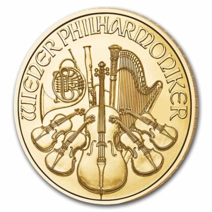 Reverso moneda filarmónica 1/10 Oz.